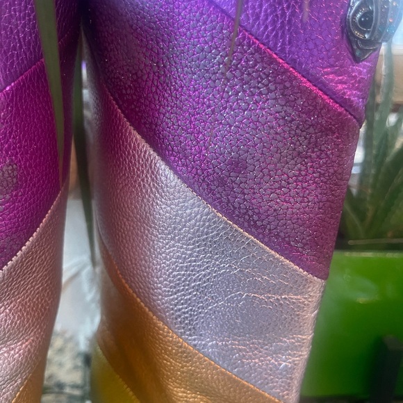 Kurt Geiger London Kensington Rainbow Stripe Leather Boot. NWOT. (Color rub). - Picture 6 of 15